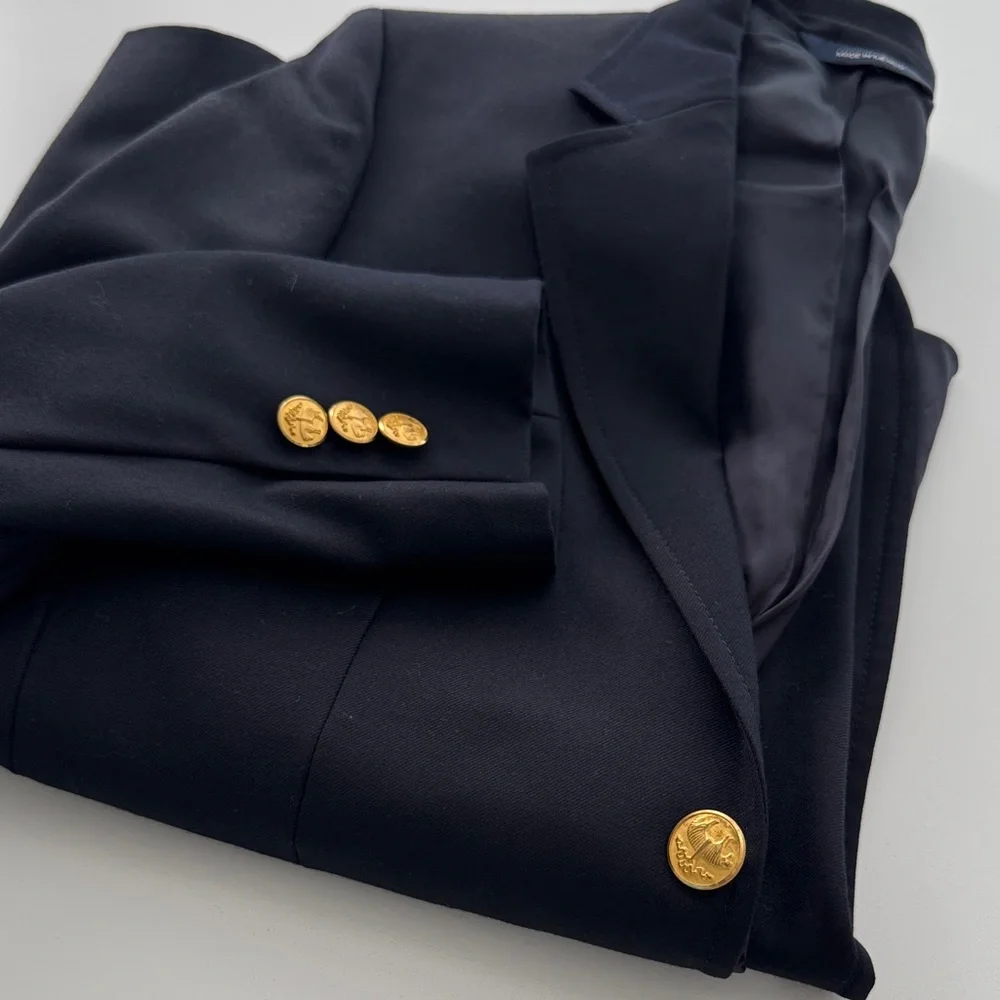 Brooks Brothers Fleece, Boys, Sz 14, 100% Wool, Navy Blazer, w/ Gold Buttons - Picture 10 of 11